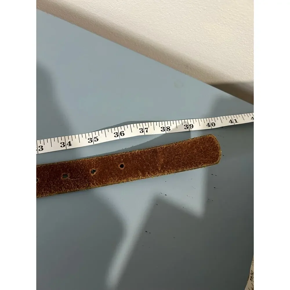 Leather belt brown two tone metal buckle 40 inches length